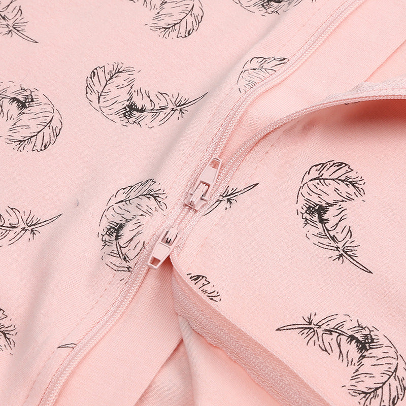Pink Feather Romper