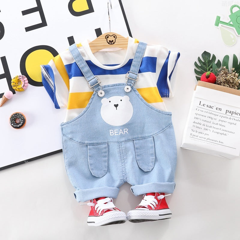 Striped Bear Dungarees