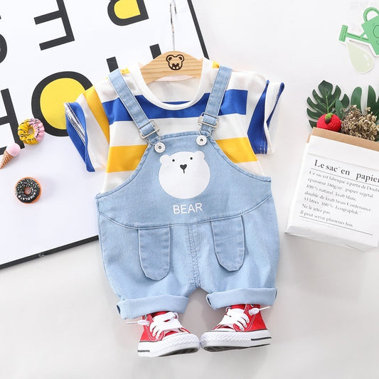 Striped Bear Dungarees