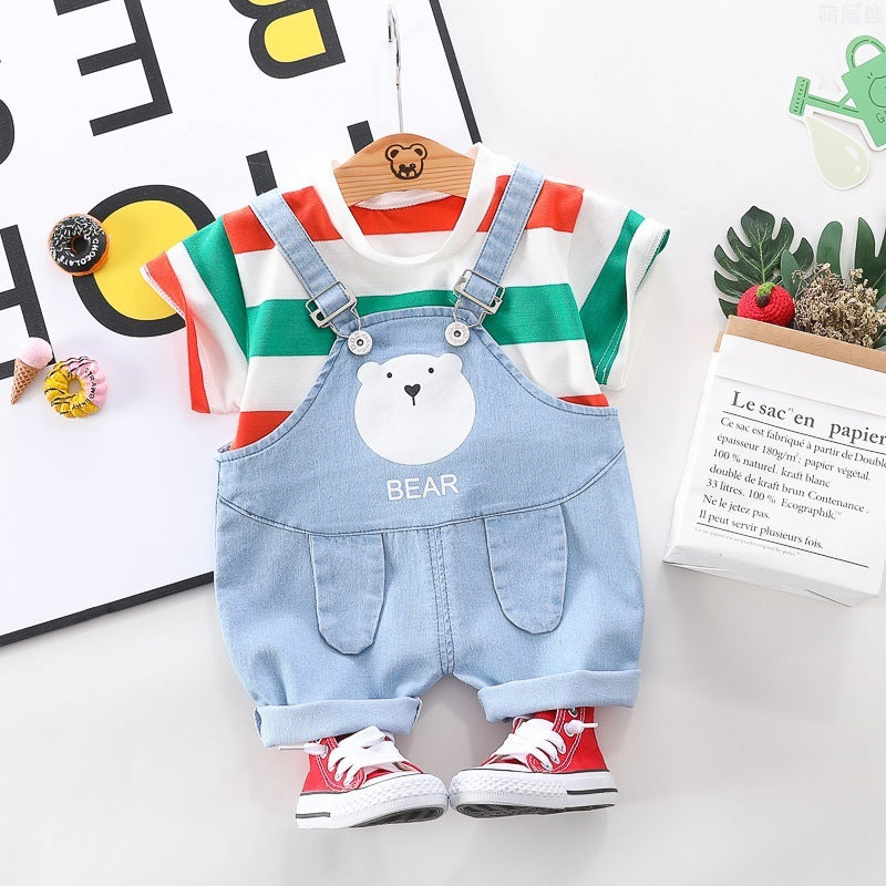 Striped Bear Dungarees