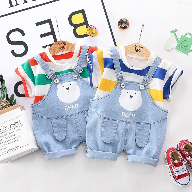 Striped Bear Dungarees